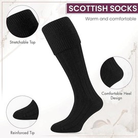 HiFEN® Mens Scottish Socks Traditional Long Kilt Wool Hose 6-11UK, 39-45EU Casual Wedding Highland Acrylic Leg Warmers (Single Pair)