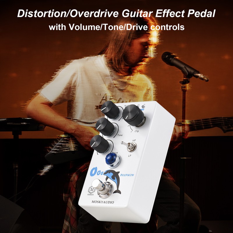 MOSKYAudio Distortion/Overdrive Guitar Effect Pedal 4 Mode Switch Volume/Tone/Drive Controls