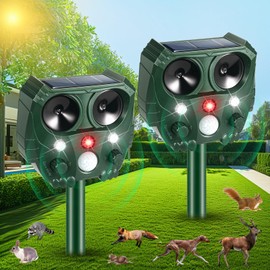 2025 Upgraded Solar Animal Repeller,2 PackCat Repellent Outdoor,Squirrel Deer Repellent Deterrent with Motion Sensor Ultrasonic Control for Dog Raccoon Rabbit Mouse,Waterproof Skunk Repellent for Yard