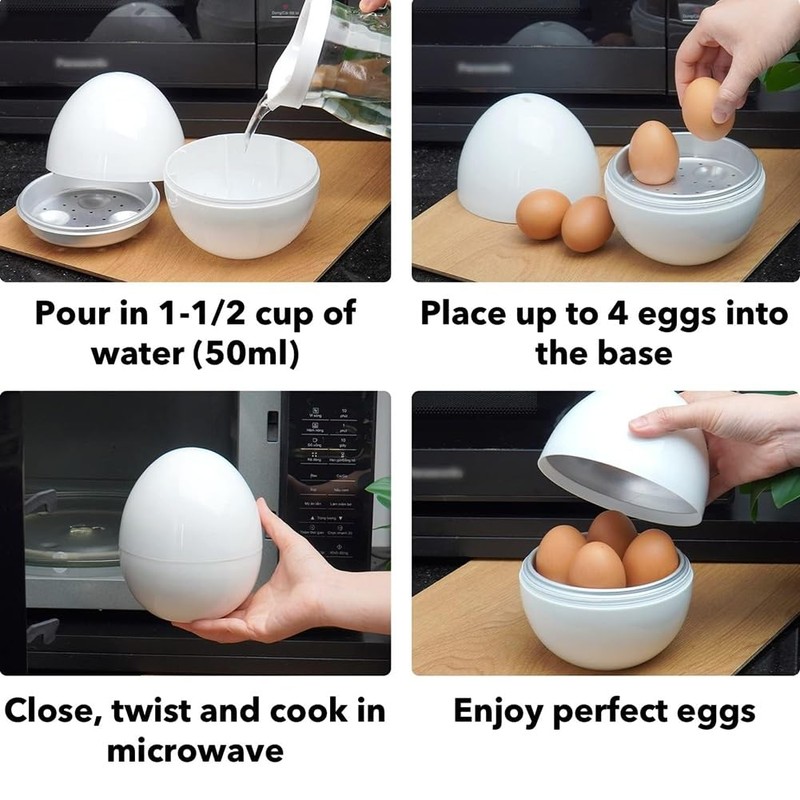Microwave Egg Boiler 4 Egg Capacity Microwave Egg Cooker for