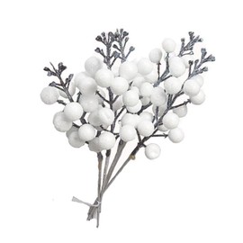 YYCRAFT Glitter Berries Stems, Artificial Berries Picks 9.5 Inch for Christmas Tree Ornaments, DIY Xmas Wreath, Crafts, Holiday and Home Decor(16 Pack, White)