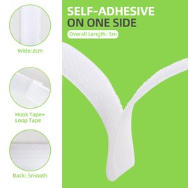 TamBee Cable Ties Straps Cable Ties Wire Organizer Reusable Adjustable Cable Cinch Strap Fastener with Hook and Loop Straps Cord Ties with 25 Buckles,5m(16Ft x 0.8In, White)