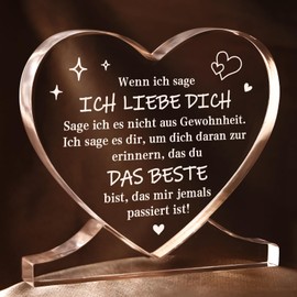 I Love You Gifts, Anniversary Gift for Him and Her, Heart-Shaped Acrylic Home Decoration, Wedding Anniversary Gifts, Dear Partner Husband, Woman