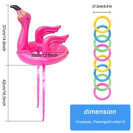 Party Games Flamingo Inflatable Ring Throwing Game, Pool Toy Suitable for Summer Hawaiian Parties, Weddings, Summer Pool Parties, Outdoor and Indoor Games (Pack of 14)