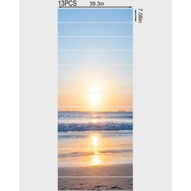 FLFK Stair Decals - Stair Stickers Decals Peel and Stick,Sunrise Beach Stair Risers Decals Self-Adhesive for Home Decor, 39.3" W x 7" H x 13Pcs