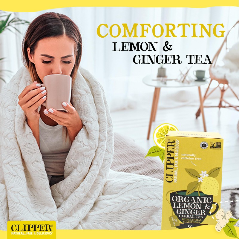Clipper Tea Organic Lemon and Ginger Infusion Herbal Tea, Pure