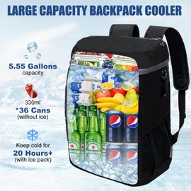 Backpack Cooler Insulated Leak Proof for Men Women 36 Cans Soft Cooler Backpack Insulated Waterproof Large Capacity Coolers Bag Portable for Lunch Camping Travel Picnic Hiking Black