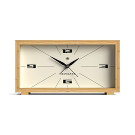 NEWGATE® Lemur Alarm Clock in Bamboo - Bedside Clock - Desk Clock - Modern Alarm Clock - Mantel Clock - Bedroom Accessories - Retro Dial - Office Clock - Bamboo Case - Simplified Numeral Dial