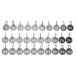 Felimoa Round Numbers Stainless Steel Door Number Tags with Key Ring (Set of 1-30)