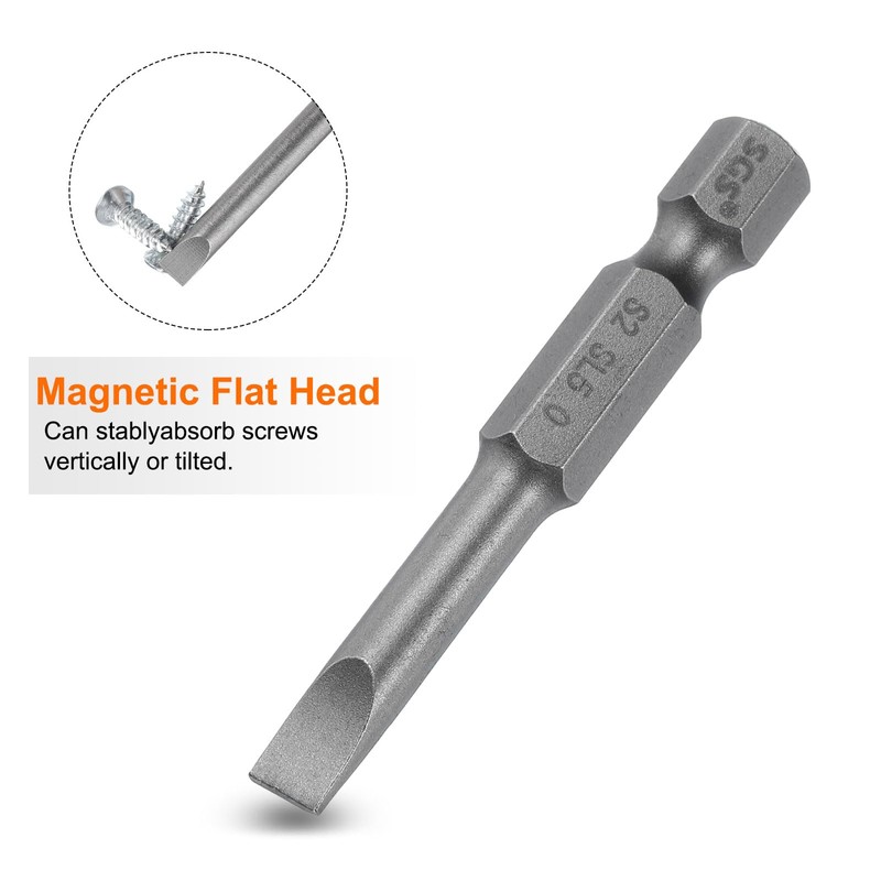 sourcing map 10pcs SL5 Magnetic Slotted Screwdriver Bits 5mm S2