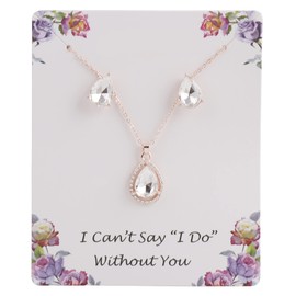 HUAYUAN I Can't Say I Do Without You | 1-4-6-8 Sets Bridesmaid Jewelry Sets for Women 18K Gold/Rose Gold/Silver Plated Necklace and Earring Set for Wedding Gifts (Rose Gold - 1 Set)