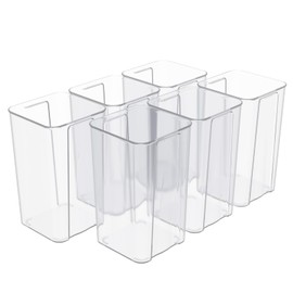 Hespama 6 Packs Plastic Square Flower Vases, Clear Acrylic Flower Vases for Centerpieces