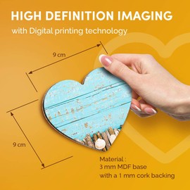 Destination Vinyl ltd Great Coasters (Set of 2) Heart - Seaside Drift Wood Sea Shells Drink Glossy Coasters/Tabletop Protection for Any Table Type #15789