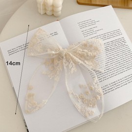 Large Lace Hair Bows for Girls Baby Teen Women,Lace Bow Hair Clips for Women,Tulle Bow Hair Barrettes Hair Accessories,Lace Bow Hair Bow Clips with Jacquard,Bridal Hair Ties Hair Styling Accessories