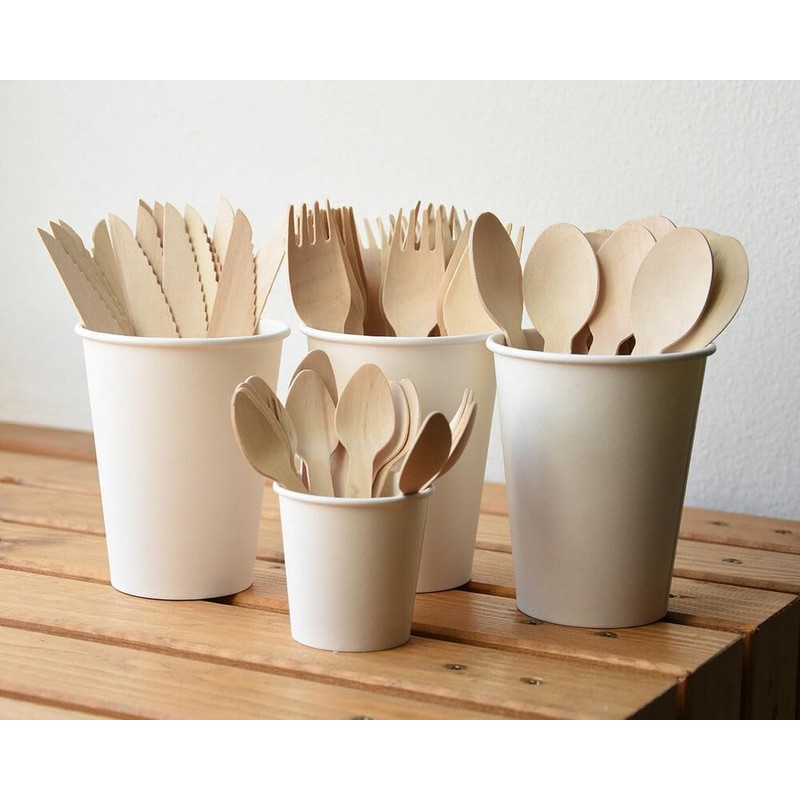 VEPATIM Disposable Wooden Forks 160 mm Environmentally Friendly Pack of
