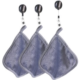 Sourire vivre Golf Towel, 6.3 x 6.3 inches (16 x 16 cm), Comes with Retractable Reels, No Chilling Clips, Set of 3, Ball Wipes, Club Wipes, High Density Microfiber, Mini Towel, Compact, Convenient