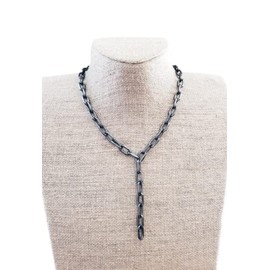 Gunmetal Paperclip Lariat Necklace Chain Big Link Chains Womens Paper Clip Black