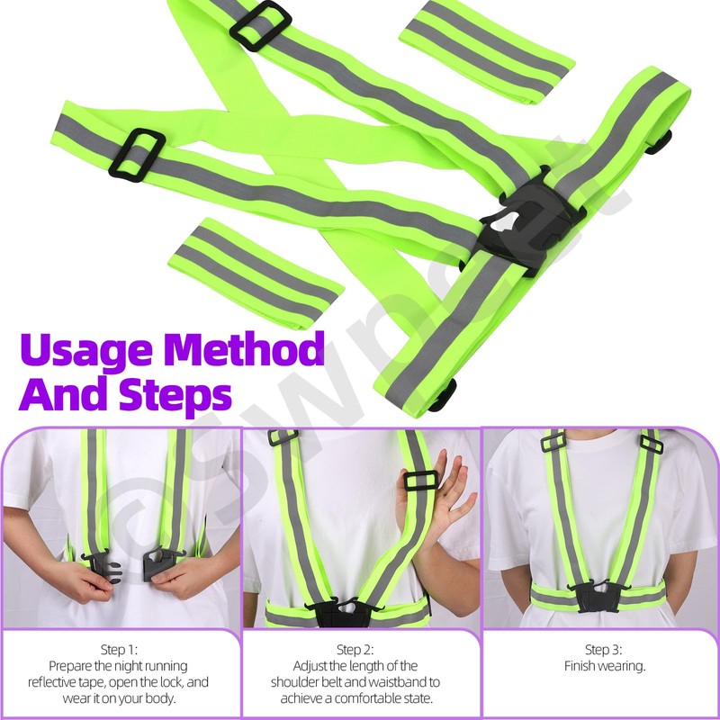 Swpeet 9Pcs Reflective Sash and Vest Assortment Kit, Reflective Sash