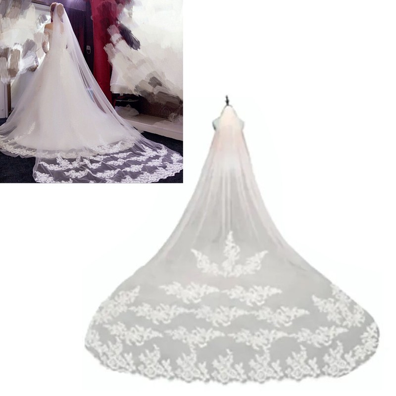 3 Meter Bridal Veil Lace Applique Metal Comb Fixing Ultra
