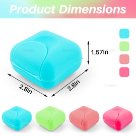 AUEAR, 4 Pack Candy Color Portable Soap Box Holder Plastic Soap Case Travel Soap Dish Container with Lid for Home Bathroom Hiking Outdoor (Small)
