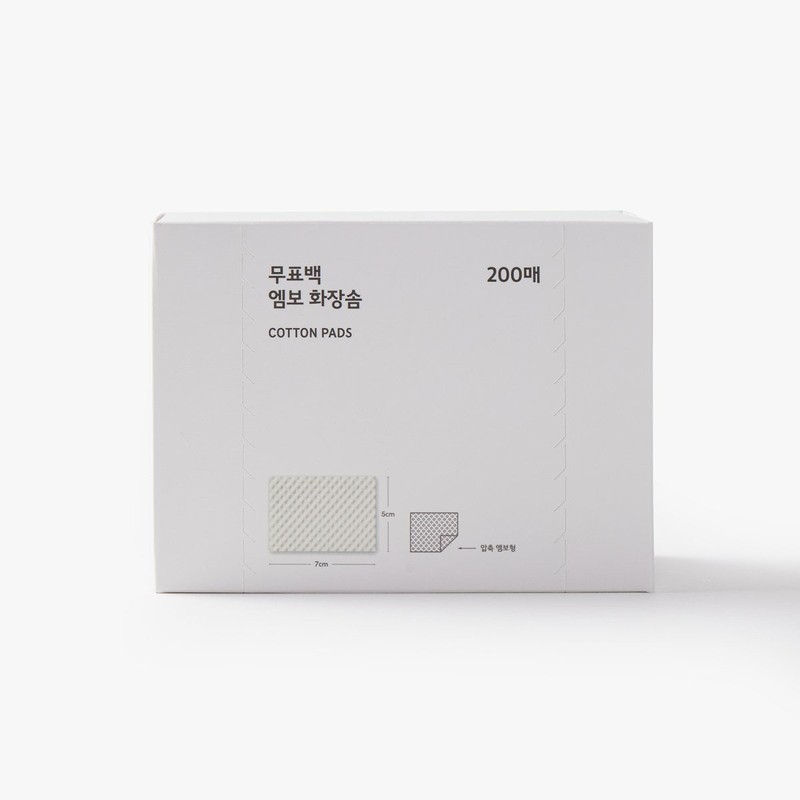 JAJU 무표백 엠보 화장솜 200매 JAJU Non-bleached Embossed Cotton Pads