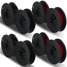 Seajan 4 Pairs Universal Dual Shaft Typewriter Ribbon Vintage Typewriter Ribbon, 1/2 Cloth for Most Machines(Red-Black, Black)