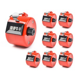 Hitopin 8 pieces mechanical hand counter, hand counter, metal counter, clicker counter, 4-digit counter, hand counter counter, clicker, for knitting, people, golf and row counter (red)