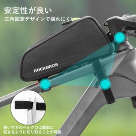 ROCKBROS Bicycle Top Tube Bag, Cycle Bag, Storage for Small Items, Frame Bag, Approx. 3.3 gal (1 L), Does Not Hit the Knee, Easy Installation, Road Bike, Mountain Bike, Cross Bike