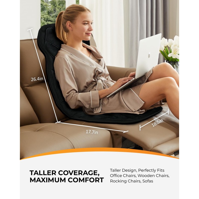 CooCoCo Vibration Back Massager with Heat, Massage Chair Pad with