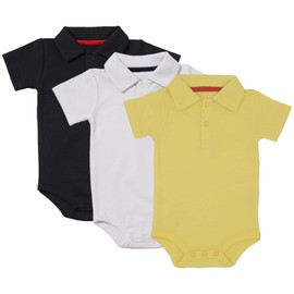 amropi Baby Boys' Short-Sleeved Cotton Bodysuit Newborn Summer Wrap Bodysuit Pack of 3 for 0-24 Months, Black/White/Yellow