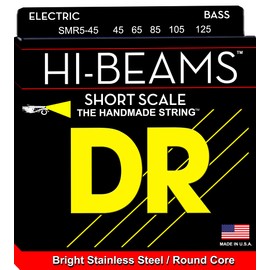 DR Strings SMR5-45 Hi-Beam Stainless Steel Bass Strings, Medium 5-String, 45-125 Short Scale