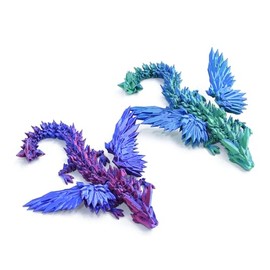 Flavery 2 Pack 3D Printed Dragon with Wings - 9 inch Flying Dragon, Flexible Articulated Winged Toy, Office Desk Toy, Home Decor, Easter Basket Stuffers (Purple+Green Blue)