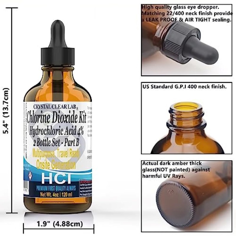 Crystal Clear Lab Chlorine Dioxide Kit | Hydrochloric Acid 4-5%