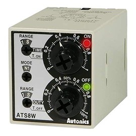ATS8W-11, Twin Timer, 6-Mode, Multi-Range(0.1 Sec-10Hours), DPDT(2c) or 2 SPDT, 12VDC, 8Pin, (Socket req'd)