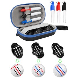 Golf Ball Line Marker Tool - Perfect Golf Ball Marking Tool Golf with Case - 3 Golf Ball Marker Stencil and 3 Color Golf Ball Line Marker - Golf Ball Alignment Marking Tool
