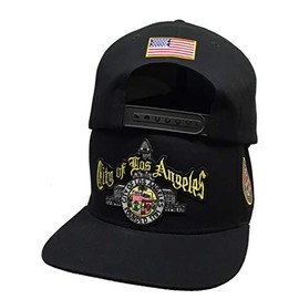 City of Los Angeles Gold 3 Logos Black Snapback Hat