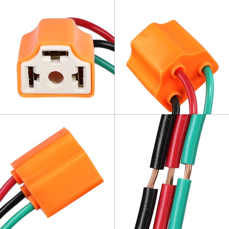 HUIQIAODS H4 Female Ceramic Headlight Extension Connector Plug Bulb Wire