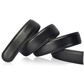 QHA Mens Leather Belt Ratchet Automatic Buckle Waist Q5074-Black-30-34"