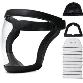 Fracavi Plastic Full Face Shield Full Protection Equipment with for Unisex and Adults, Reusable Transparent Face Shield without Fogging with Adjustable Strap, High Resolution