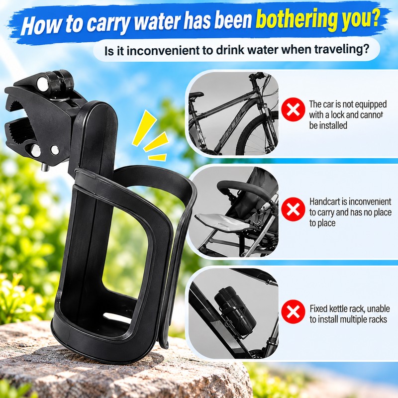 Adjustable Stroller Cup Holder for Drinks – 360° Rotating Bottle