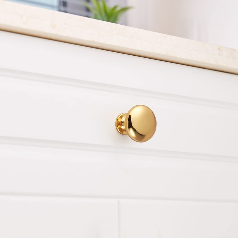 Probrico Pack of 5 Brushed Gold Cabinet Knobs, Gold Cabinet