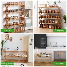 Choclaif Free Standing Shoe Racks for Closet, Shoe Shelf Bamboo Shoe Rack for Bedroom, Entryway Hallway Closet Living Room Organizer（5 Tier）