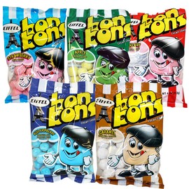 Eiffel Bon Bons Variety 5 Pack, 4 Ounce Each (Pack of 5) Caramel, Blue Raspberry, Apple, Cherry & Strawberry, Chewy Candy Snack, The Hampton Popcorn & Candy Company