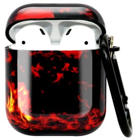 Fire Earphone Cover Compatible with AirPods Case, Full Protective Soft TPU AirPods Cover Compatible with AirPods 1&2 Wireless and Wired Charging Case ZPYOU -Red Fire