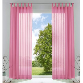 61000CN Set of 2 Transparent Curtains for Living Room Voile Tab-Top Curtain with Lead Band Closure