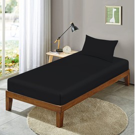 Bunk Bed 200TC 100% Egyptian Cotton Bunk Bed Fitted Sheet 2ft 6" (76cmx191cm) Caravan Campervan - Small Single Bed (Bunk Bed Fitted Sheet, Black)