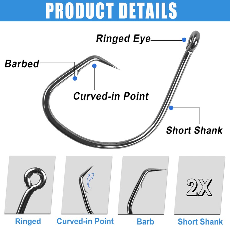 150pcs Octopus Circle Hooks Saltwater Fishing Hook Offset Sport Circle