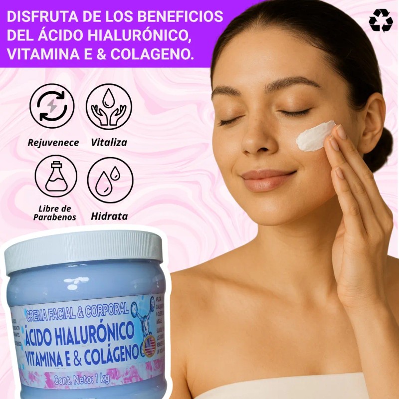 Crema De Colágeno, Vitamina E, Ácido Hialurónico Con Filtro Mixta