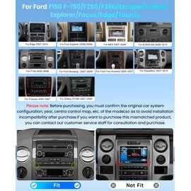 Car Stereo for Ford F150 F-150,F250,F350,Escape,Fusion,Explorer,Focus,Edge,Taurus,[4+64G] Wireless Carplay/Android Auto,Android 59UI/32EQ AI DSP/GPS/WiFi/BT5.0/FM RDS/Mirror Link+Backup Camera OEM