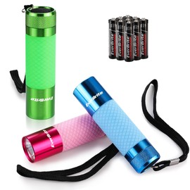 EverBrite 3-Pack Mini LED Flashlights, Glow in Dark Flashlights, Aluminum Flashlights Party Favors Assorted Colors for Camping, Hiking, Indoor, 9AAA Batteries Included
